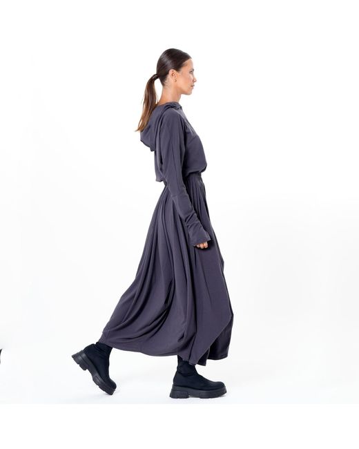 Metamorph Blue Hooded Midi Dress