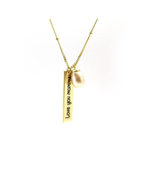 VicStoneNYC Fine Jewelry Metallic Love You Mommy Pearl Necklace