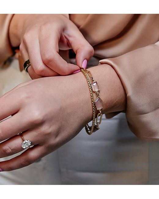 Loni Paul Jewelry Metallic Peach Moonstone & Rose Quartz Bracelet