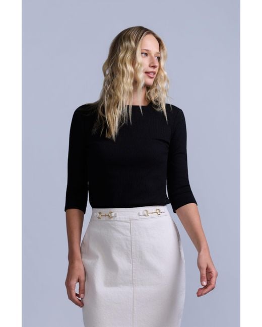 Rave on Trend Black Square Neck Ribbed Tee