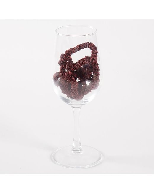 Soft Strokes Silk Red Pure Mulberry Silk Skinny Scrunchie Set Of Five