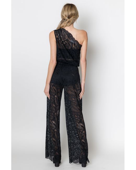 Zetaye Blue Lyric Lace One Shoulder Top