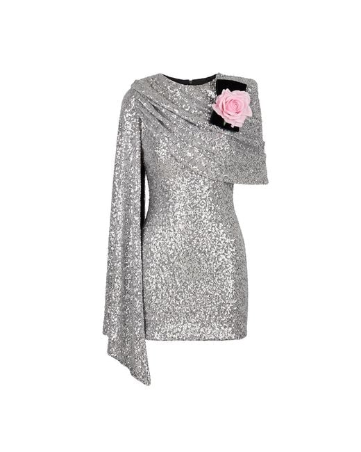 Nur Karaata Gray Camellia Dress