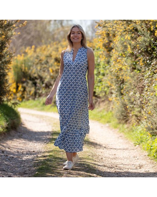 At Last Blue Cotton Lombock Midi Dress