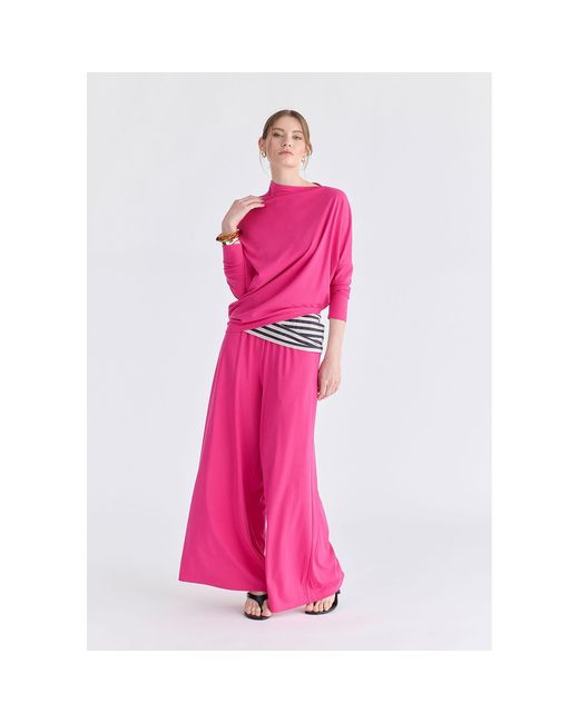 Paisie Pink Wide Leg Lyocell Jersey Trousers