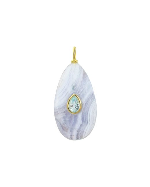 KAMARIA Blue Lace Agate Gemstone Pendant With Topaz