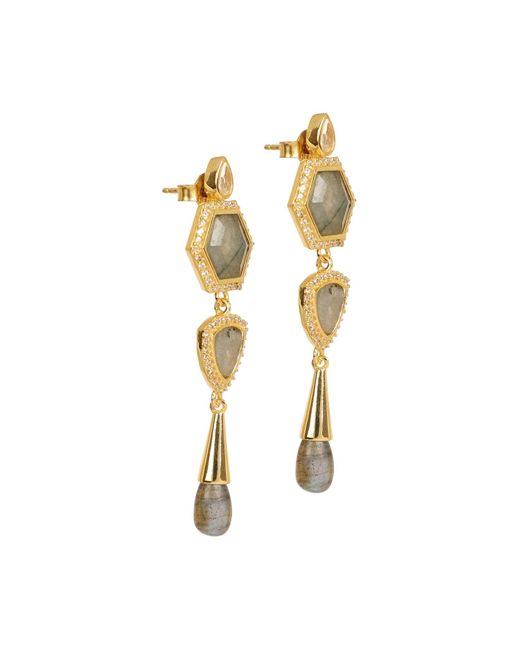 Lila Rasa Metallic Labradorite & Cubic Zirconia Earrings