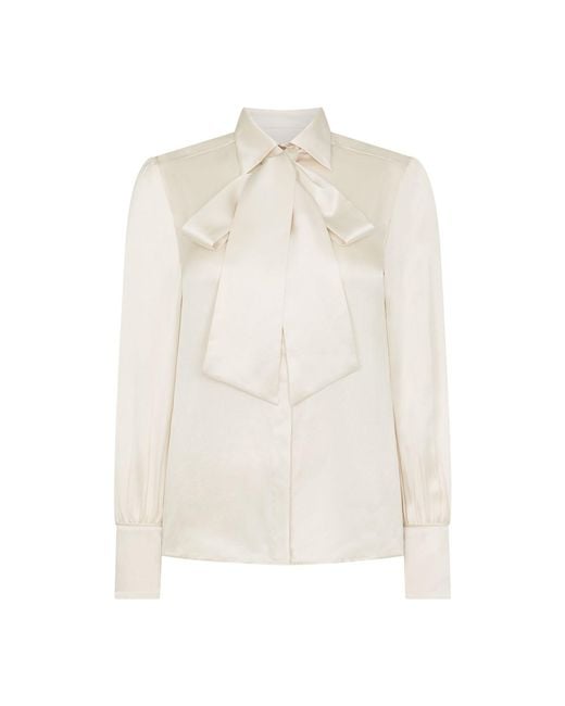 Really Wild Clothing White Glyndebourne Silk Detachable Tie Neck Blouse