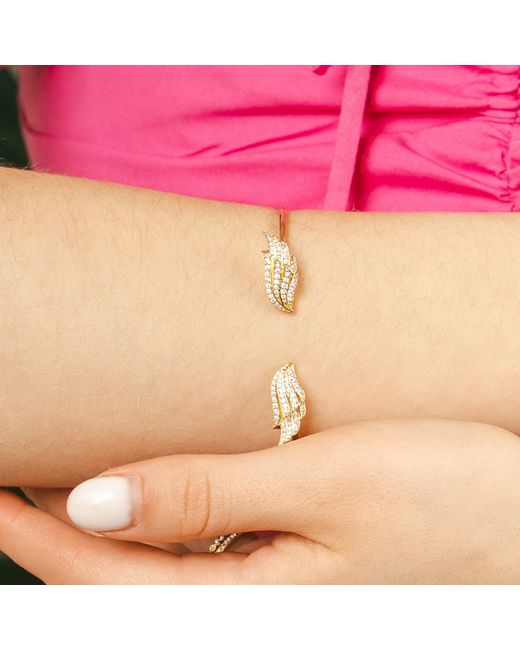 BLOOMTINE | Earth Angel HQ Metallic Angel Wings Premium Vermeil Bangle