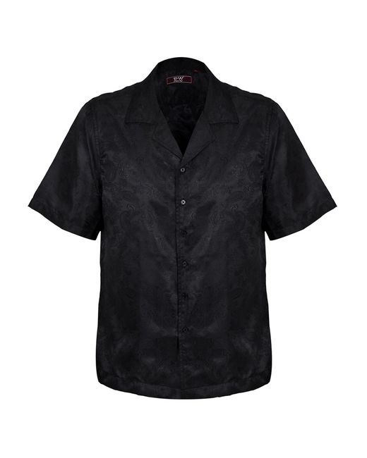 DAVID WEJ Black Washington Cuban Collar Paisley Shirt for men