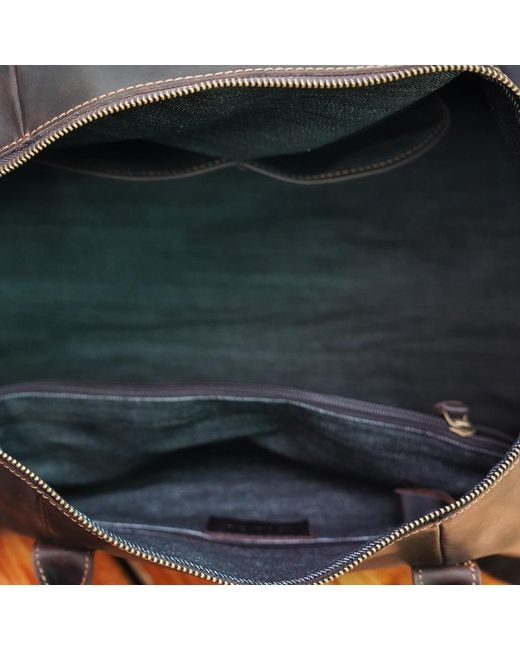 Touri Brown Zip Detail Genuine Leather Holdall