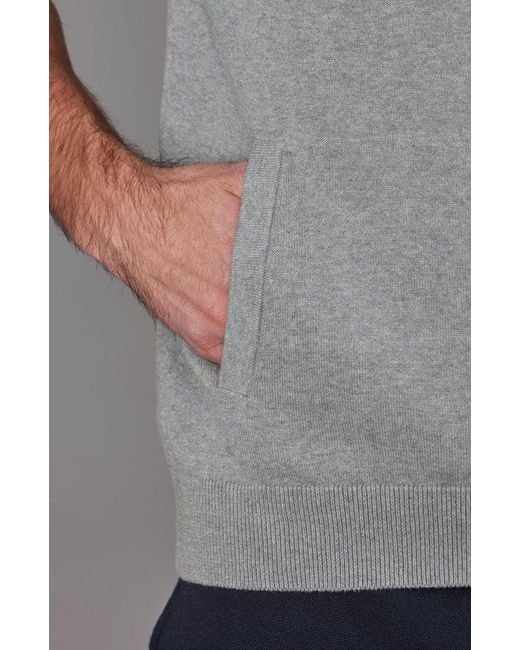 Paul James Knitwear Gray Lightweight Cotton Zip Through Andrew Gilet for men