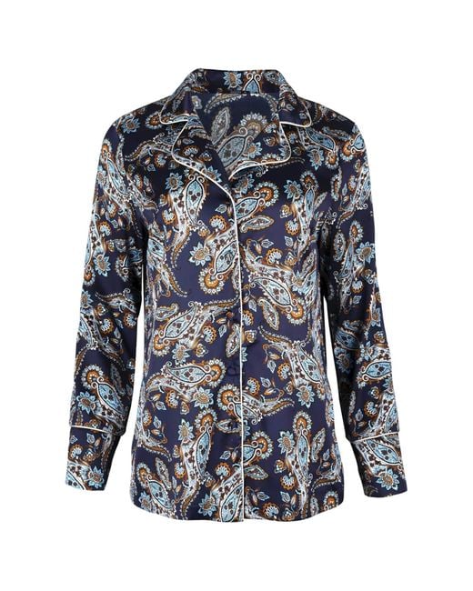 Oh!Zuza Blue Silk Pajama Shirt – Deep Paisley