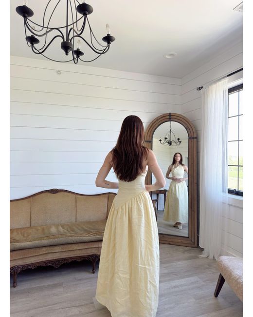 Modista Thirty-One Metallic Butter Asymmetric Halter Neck Maxi Dress