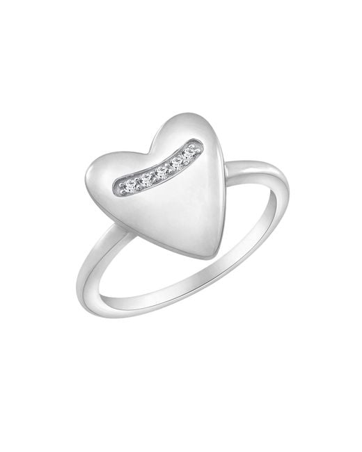 Diamonbliss White Puffy Heart Ring