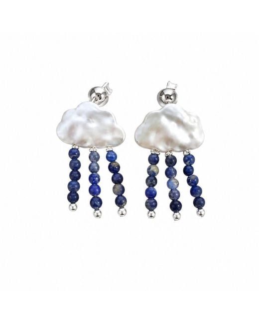 Way to Chic White Delicate Lapis Lazuli Earrings