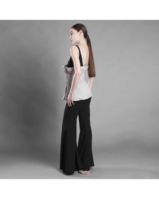 Silvia Serban Gray Neutrals Pleated Eco-Leather Belt