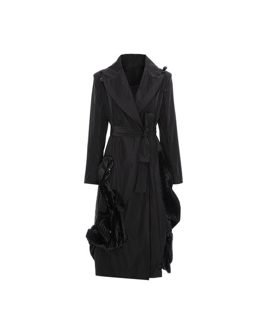 Silvia Serban Black Metallic Thread Taffeta Trench Dress