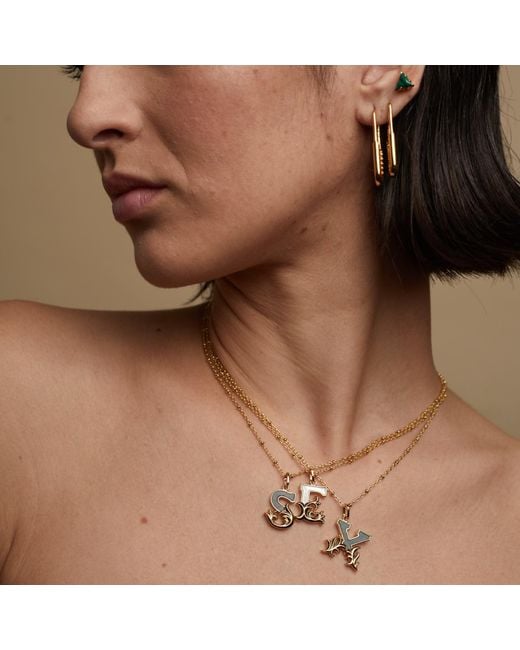 Kasun Metallic Solid A Initial Necklace With Marble