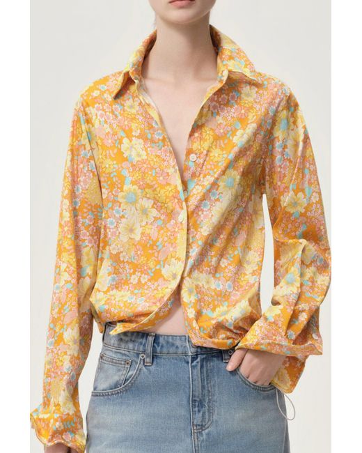 FRONT ROW SHOP Brown Daisy Shapeable Shirt