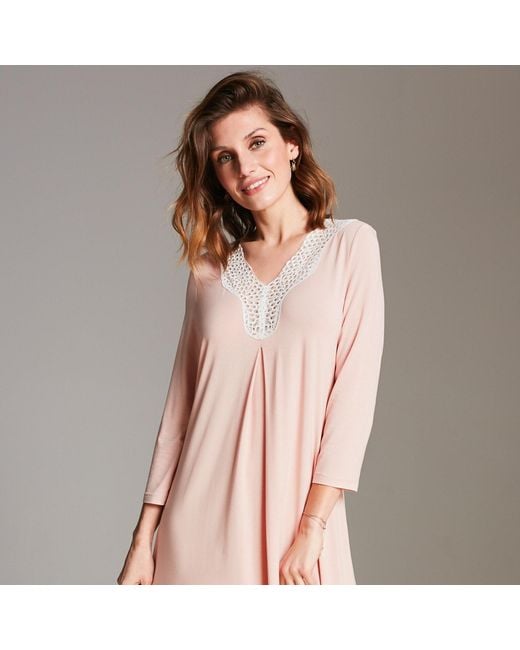 Oh!Zuza Pink Lightweight Nightgown With Lace