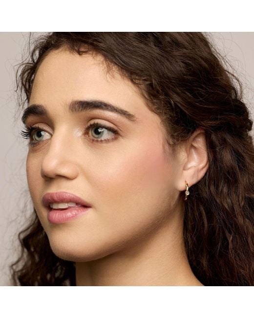 Isla Silver Metallic Moonstone Huggie Hoop Earrings