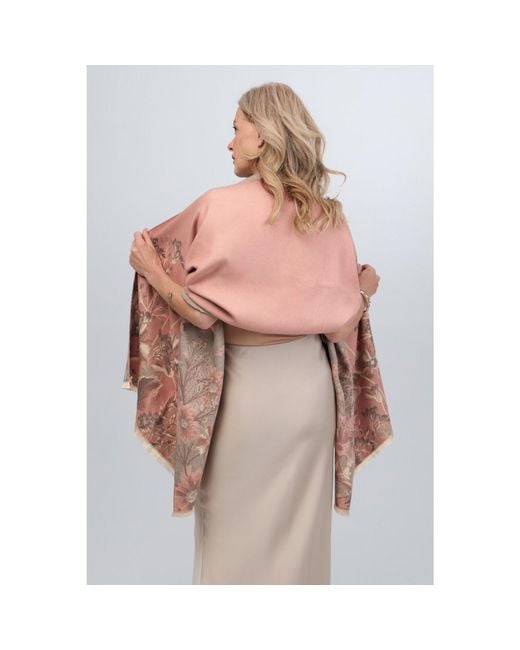 Saachi Pink Reversible Floral Oversized Puff Scarf