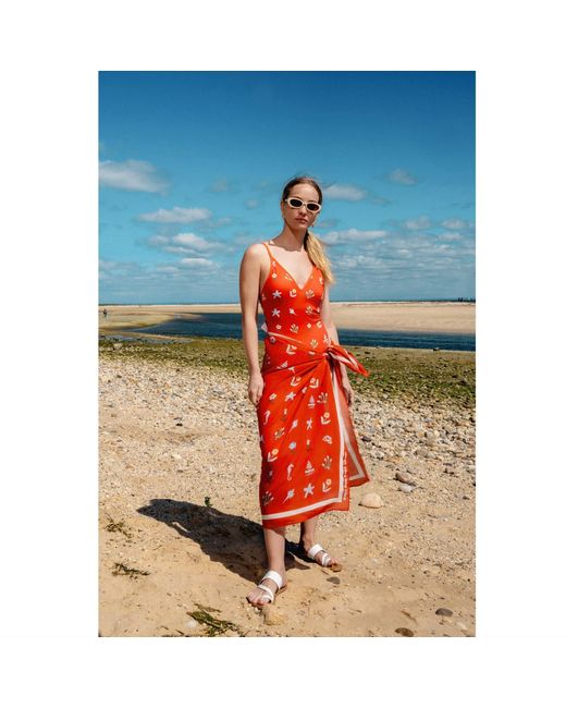 Jessie Zhao New York Red Beach Sarong Wrap Tides