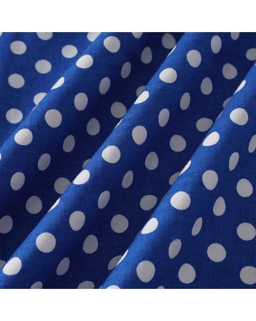 Smart and Joy Blue Flared Midi Skirt With Polka Dots