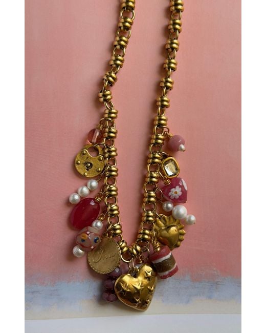 Sccollection Metallic Mae & Pearl Charm Necklace