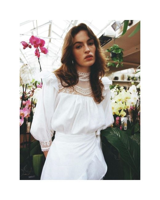 Lisa The Label White Le Jardin Tiger Lily Blouse