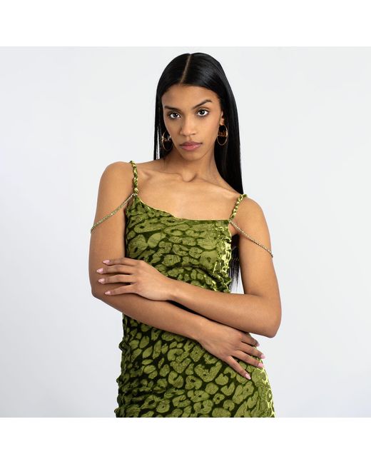 Maui X Lolita Aliana Silk Leopard Imprint Slip Dress in Green | Lyst