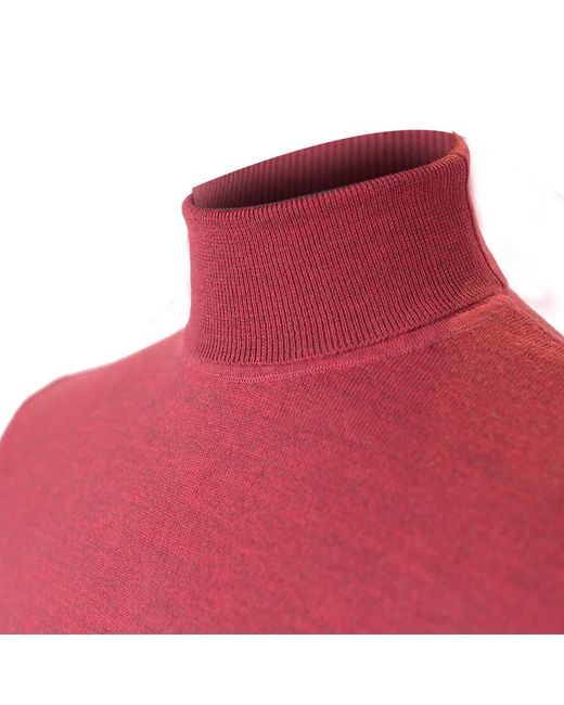 DAVID WEJ Red Harry Wool Roll Neck Jumper for men