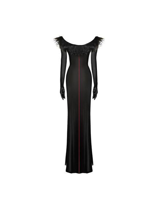Sanctumum Black Fortuna Gloved Mesh Maxi Dress