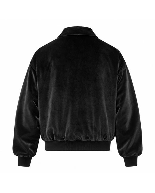 Lalipop Design Black Velvet Embroidered Bomber Jacket