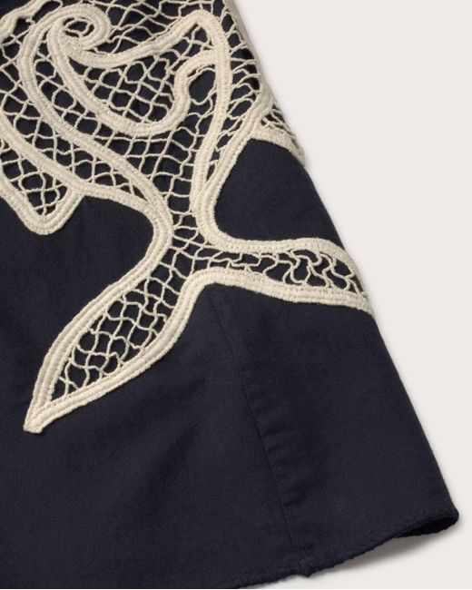 Thinking Mu Black Short Hand Embroidered Dress Fish Aniela
