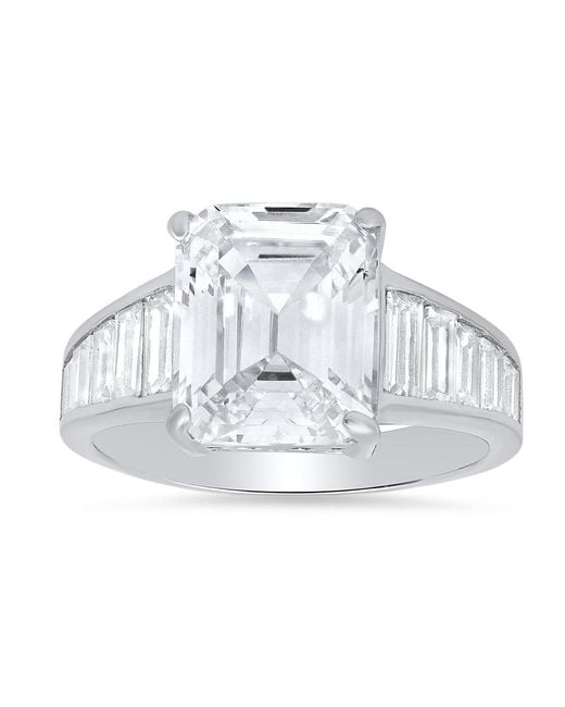 Kylie Harper Metallic Sterling Emerald-Cut Diamond Cz Statement Ring