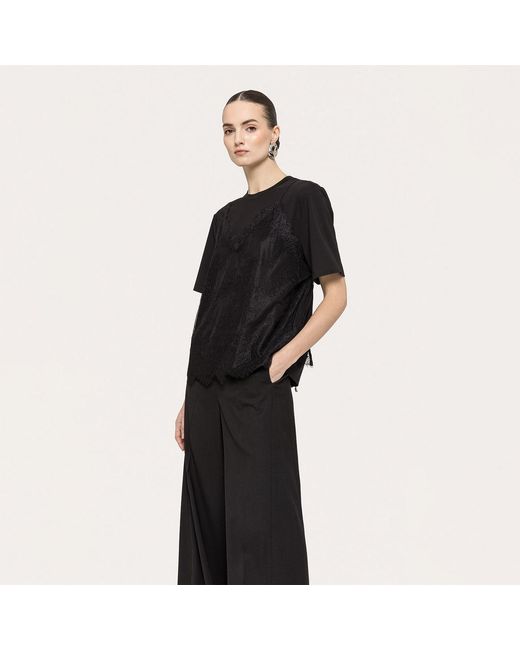 Nissa Black Lace-Panel Top