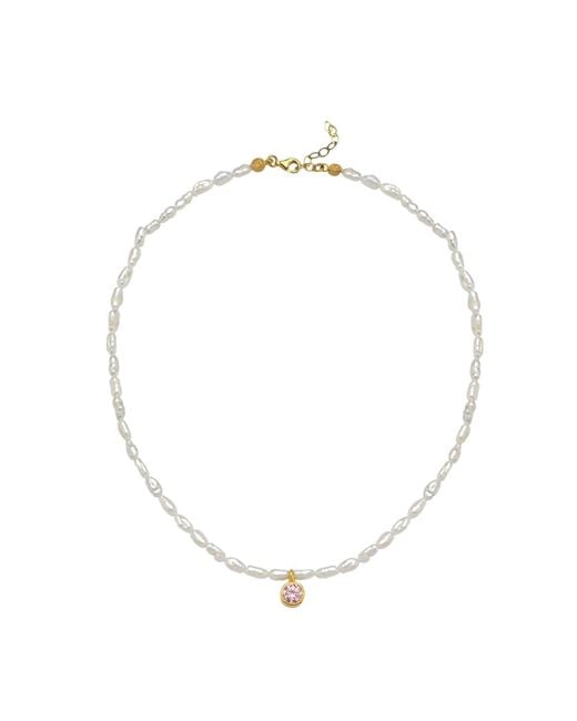 LINYA JEWELLERY Metallic Cosmic Small Pearl Zodiac Necklace Birthstone