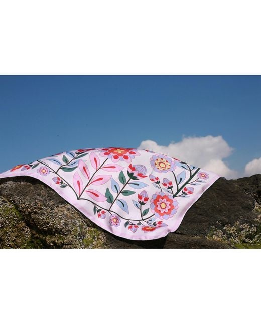 Jessie Zhao New York Red Silk Scarf Of Garden