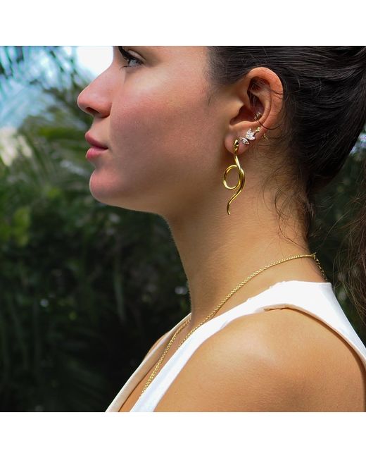 Ebru Jewelry Metallic Onyx Eyed Serpent Earrings