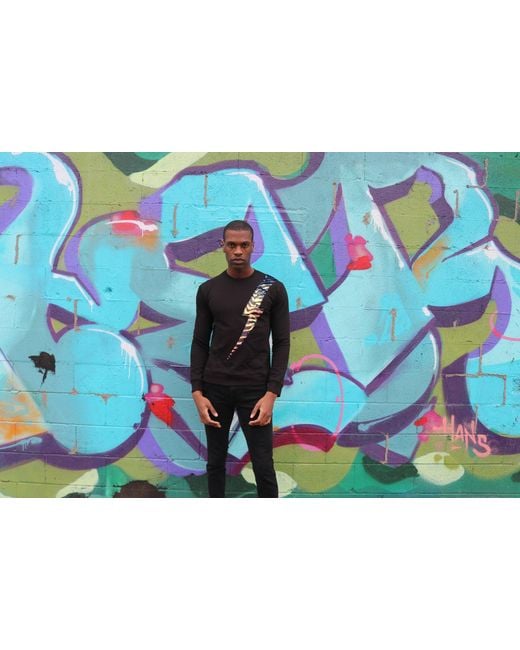 Any Old Iron Blue Iridescent Zebra Reversible Sequin Lightning Sweatshirt for men