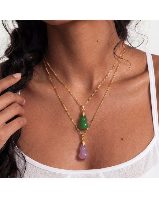 seree Green Hulu Jade- Chalcedony Pendant Necklace