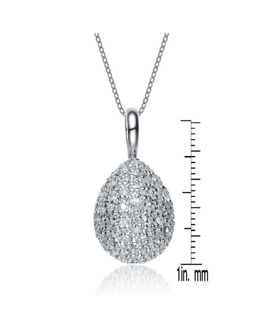 Genevive Jewelry Metallic Sterling Silver Delicately Designed Teardrop Pendant
