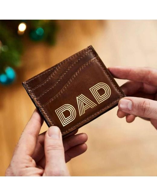 VIDA VIDA Brown Dad Leather Wave Card Holder for men
