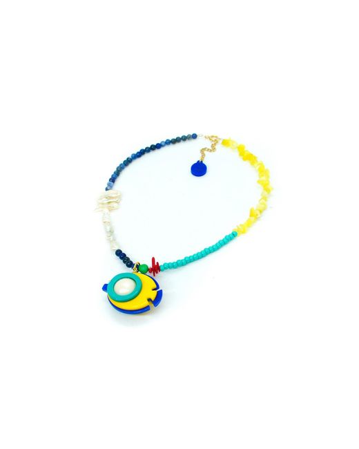 Gissa Bicalho Blue Handmade Necklace Beads And Pendant Fish Tang