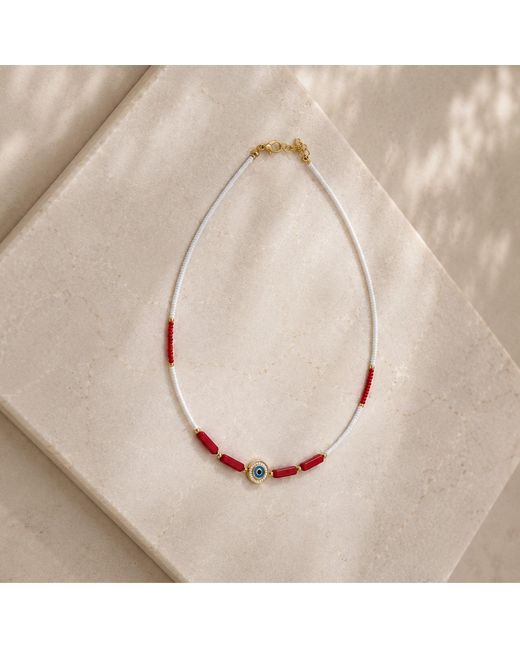 Nuvv Collection Red Evil Eye Beaded Necklace