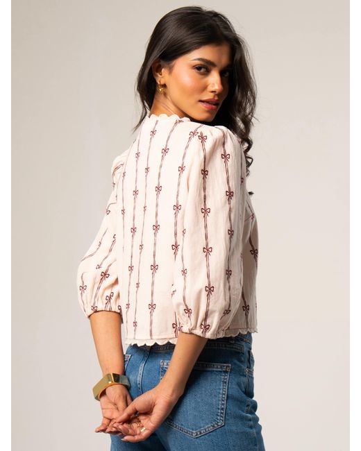 Rose & Nancy Pink Beatrix Cord Embroidered Shirt