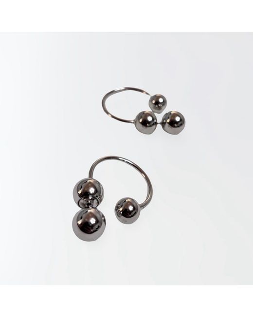London Atelier Byproduct Blue Geometric Balls Hoop Earrings