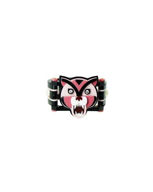 Gissa Bicalho Black Handmade Acrylic Bracelet Tiger